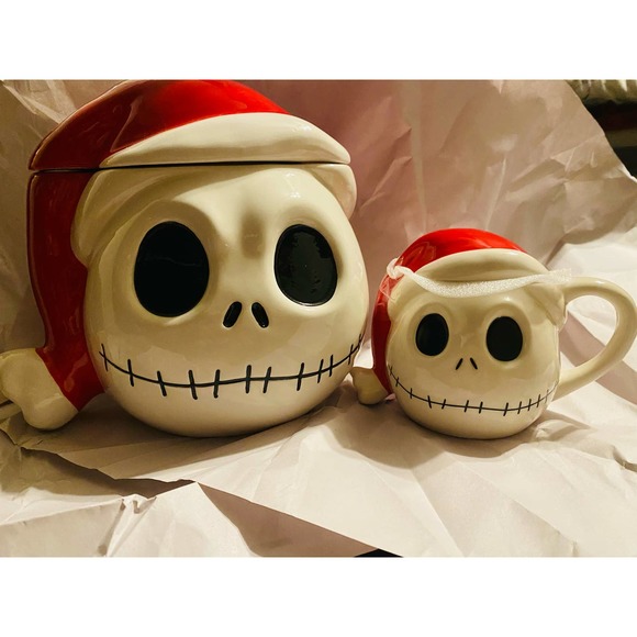 Nightmare before Christmas Jack skeleton canister & matching jack skeleton mug - Picture 1 of 7